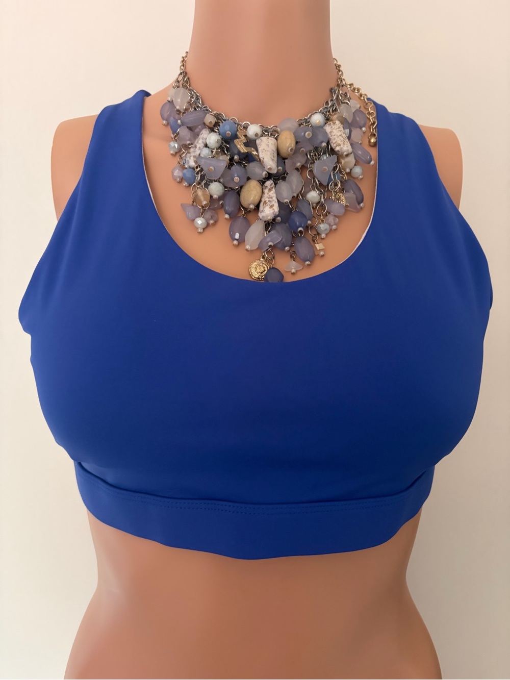 Sleek Royal Blue Scoop Crop Tank - Women's Active & Casual